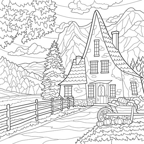 Autumn Cottage in the Mountains