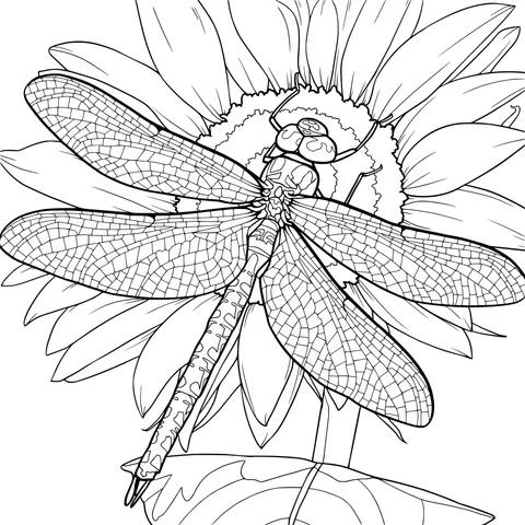 Dragonfly on Sunflower