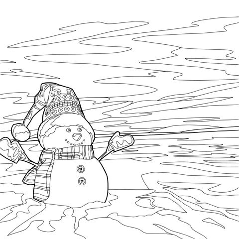 夕阳下的雪人