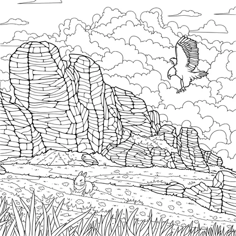 Natural scene of an eagle and a rabbit