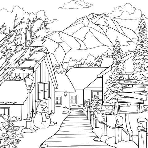 Beautiful Winter Village Scene