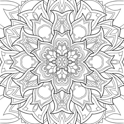 蓝绿色曼陀罗花纹