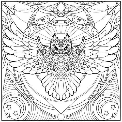 A Magical Owl with Spread Wings