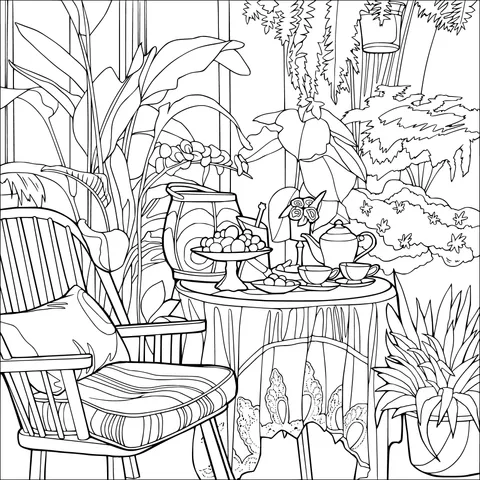 A Cozy Garden Afternoon - Tea Scene