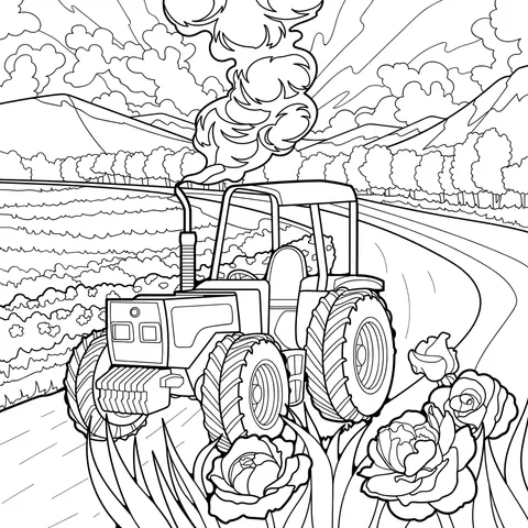 Yellow Tractor in the Field