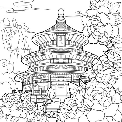 天壇と牡丹
