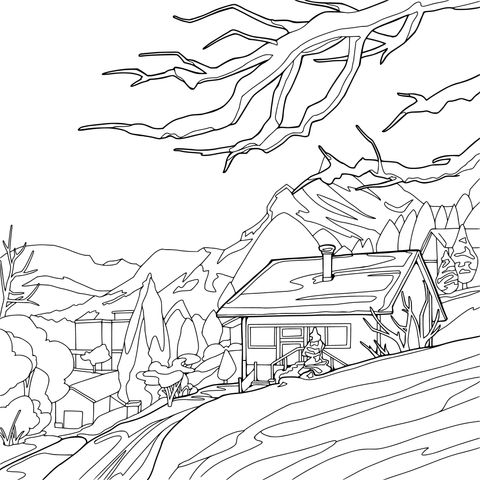 冬日山间小屋
