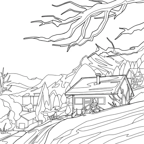 Mountain Cabin in Winter