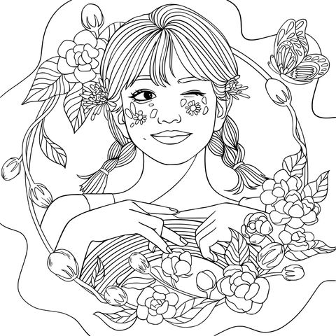 花丛中的少女