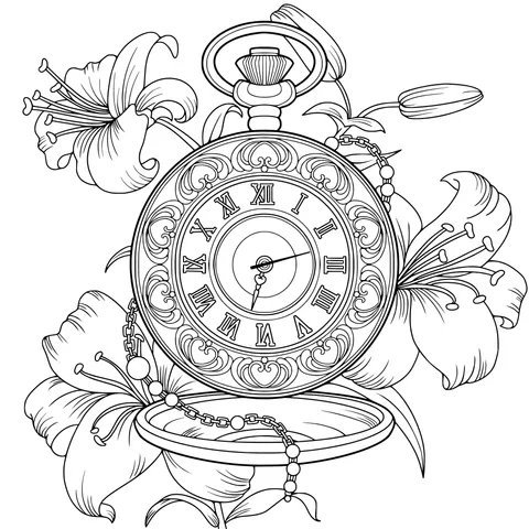 Pocket Watch and Lilies