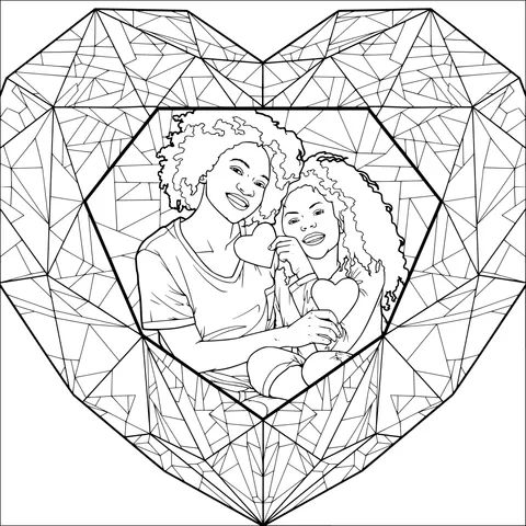 Mother and daughter in a heart