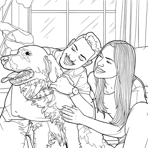 A Warm Moment Between a Couple and Their Pet Dog