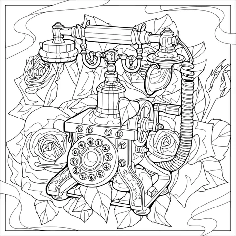 Vintage Telephone and Roses