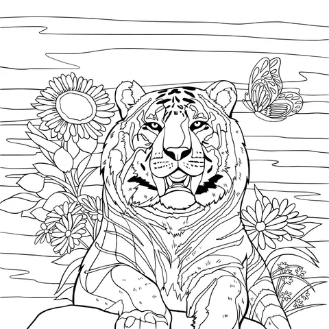 Tiger in the flower丛