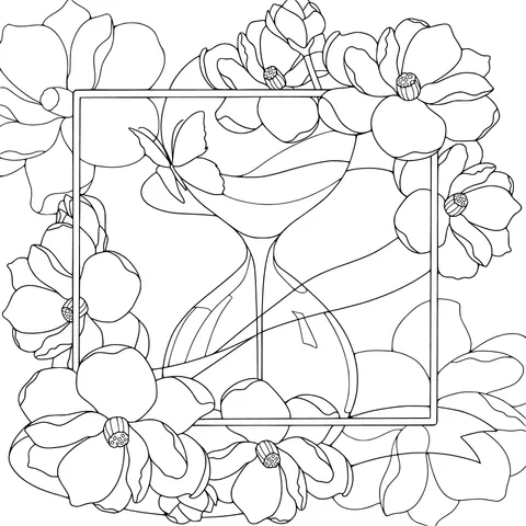 A Dreamy Hourglass Surrounded by Flowers