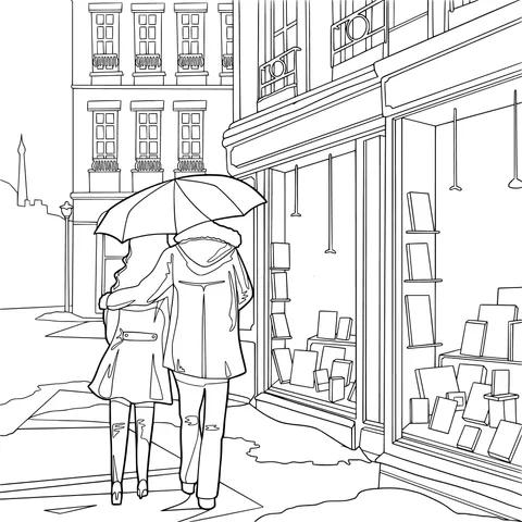 Lovers Strolling on a Snowy Night