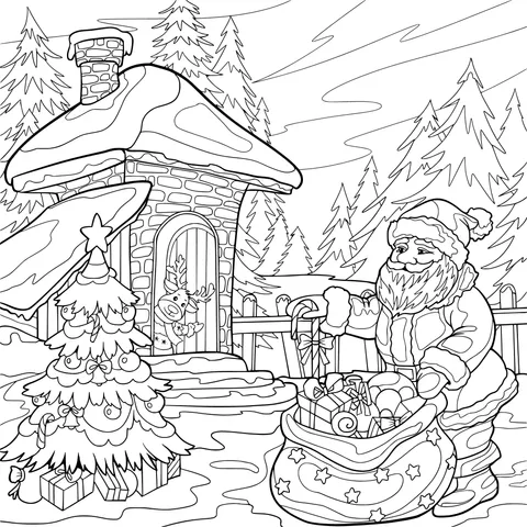 Santa Claus Preparing Gifts