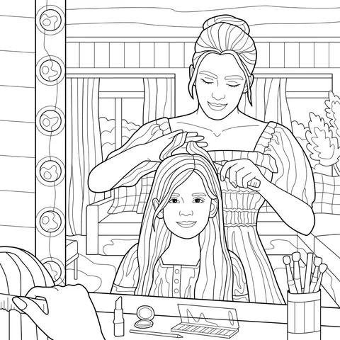 A hairstylist styling a customer's hair