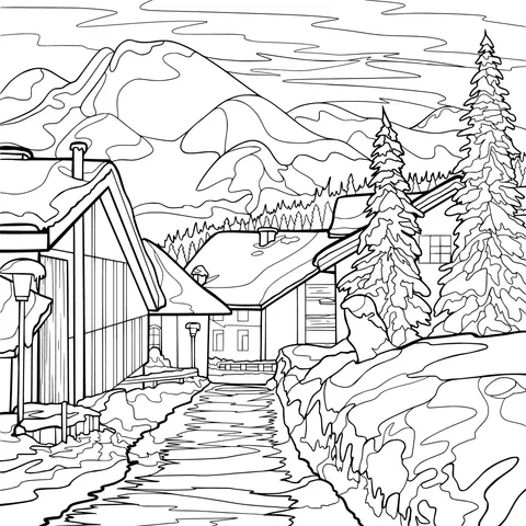 Winter Village Scenery