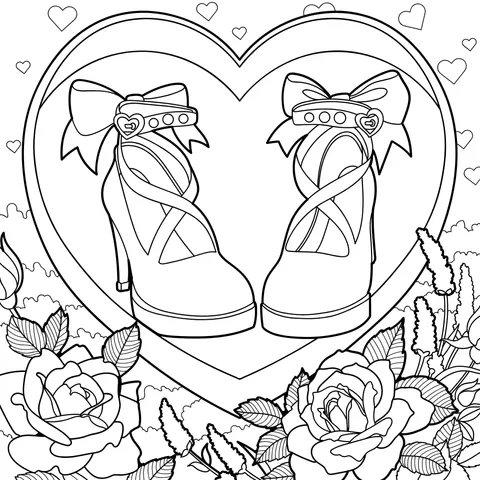 Dreamy High - heeled Shoes against a Heart - shaped Background