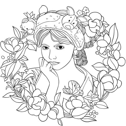 花丛中的女子