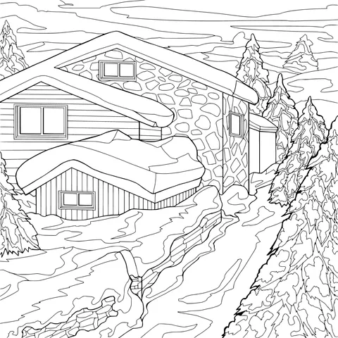 Snow - covered Mountain Cabin
