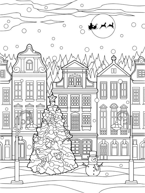 Christmas Town on a Snowy Night