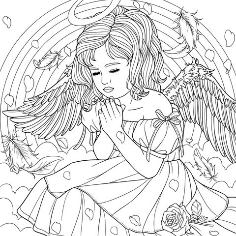 祈祷的天使少女