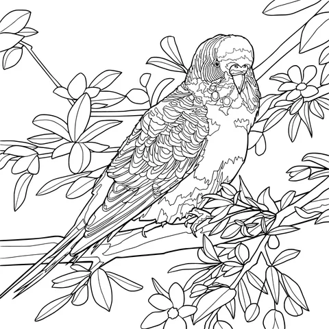 Parrot on Flowering Branch