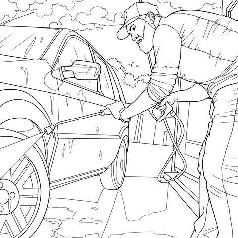 男子洗车