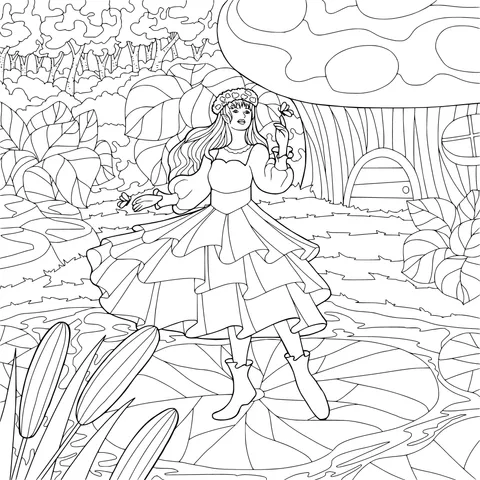 Fairy Standing on a Lotus Leaf