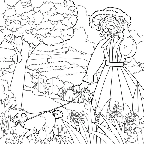 A Lady's Pastoral Dog - walking Time