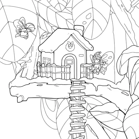 Tree - house Sprites in the Snowy Night