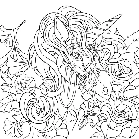 Unicorn Surrounded by Flowers