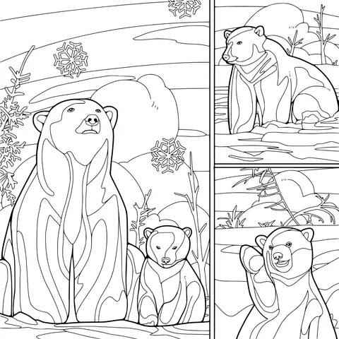 Illustration of a Polar Bear Family