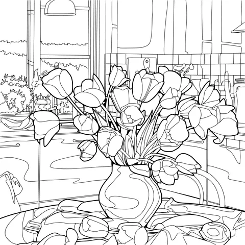 Tulip Bouquet in the Kitchen