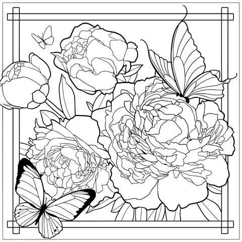 Peonies and Butterflies