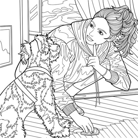 女子与狗的互动