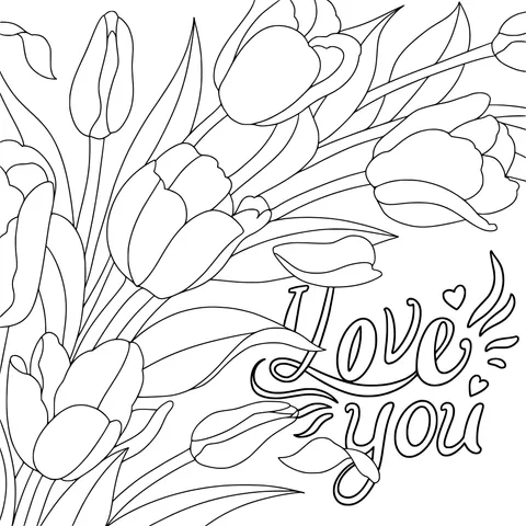 Love You - Tulip Illustration