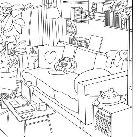 Cozy Cat - filled Living - room Corner