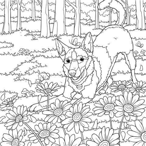 花畑の犬