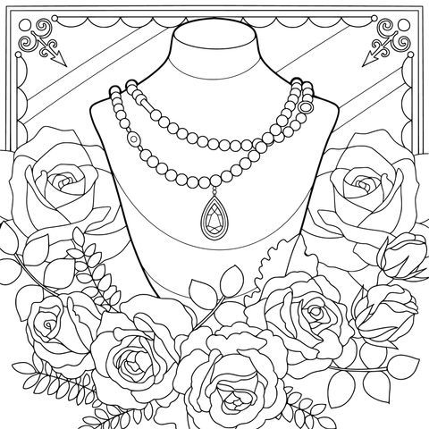 Collares de joyas rodeados de rosas