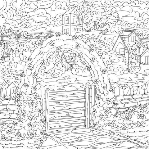 Garden Entrance and Distant Village View