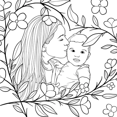 Mother kissing the child