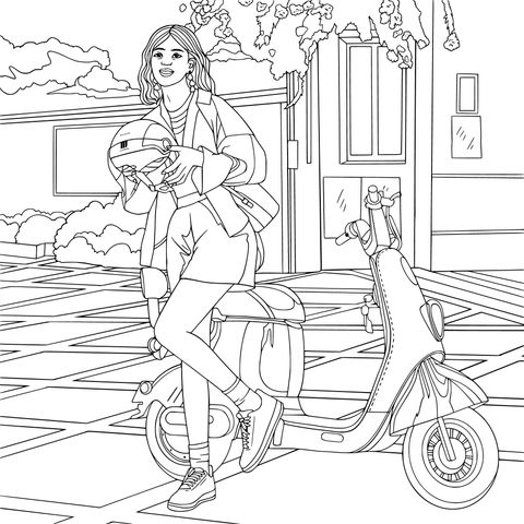 骑电动车的年轻女子