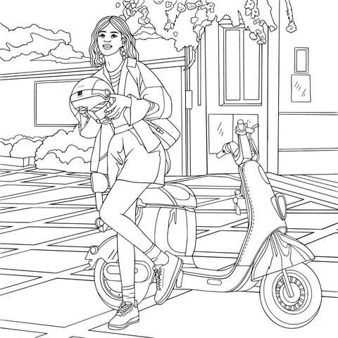 Young woman riding an electric scooter