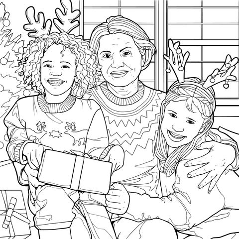 祖父母と孫が楽しいクリスマスタイムを過ごす