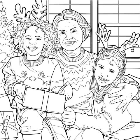 Grand - children and grandmother enjoying a happy Christmas time