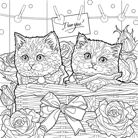Gatos Adoráveis em um Cesto de Flores