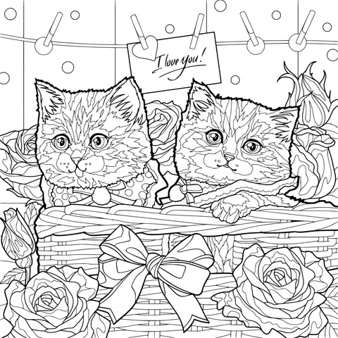 Cute Cats in a Flower Basket